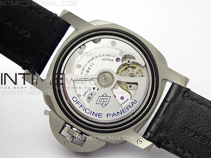 PAM1096 W Luminor GMT 42mm Titanium VSF 1:1 Best Edition Black Dial on Black Leather Strap P.9011 Super Clone